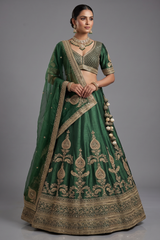 Green Matka Silk Designer Lehenga