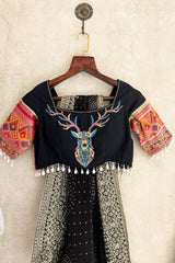 Multi Colored Cotton Printed Chaniya Choli with Sequin and Beaded Work
