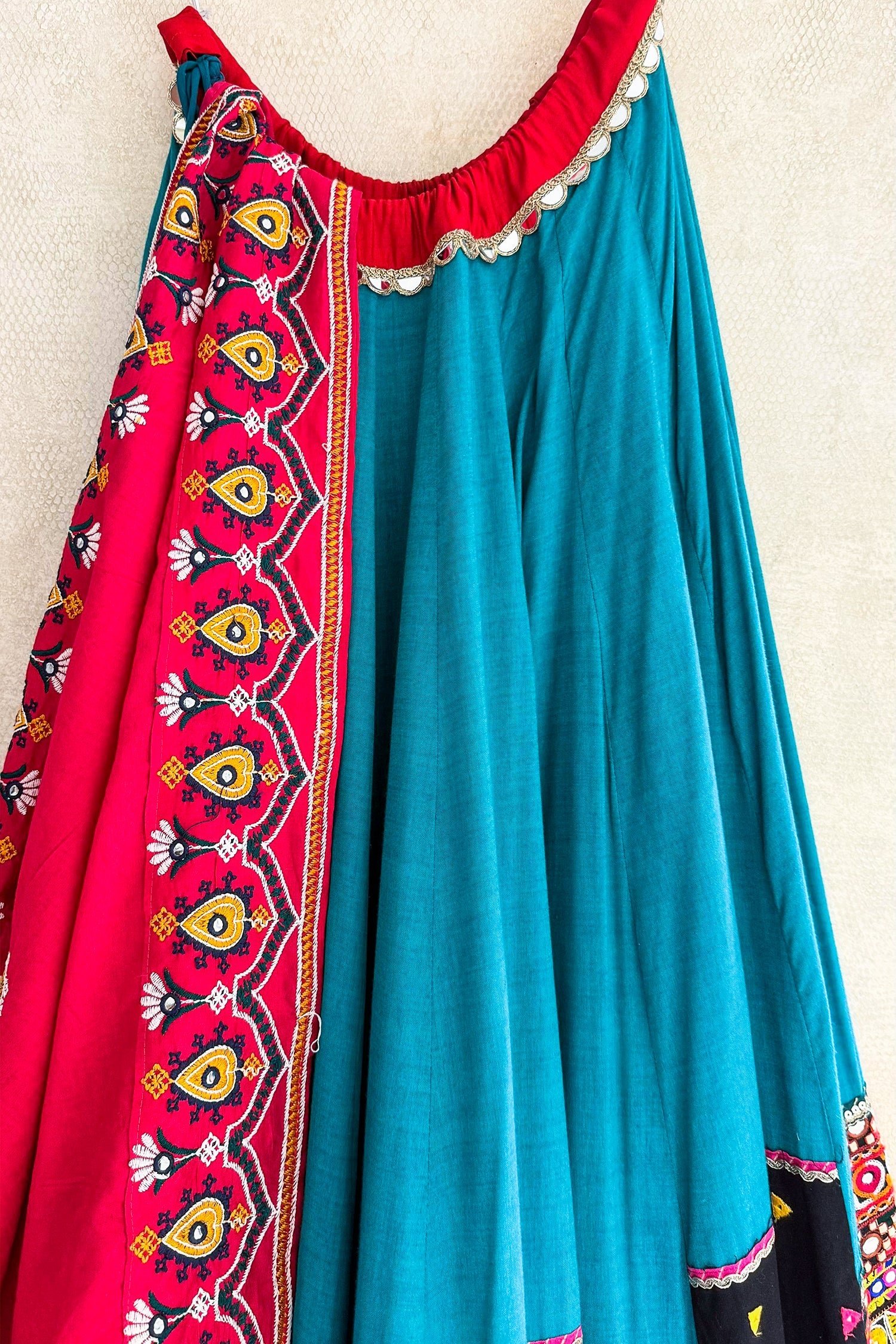 Sea Green Cotton Chaniya Choli with Kachchi Work and Shell Work