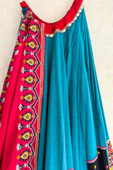 Sea Green Cotton Chaniya Choli with Kachchi Work and Shell Work