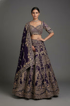 Blue Banarasi Silk All Over Woven Lehenga with Peacock and Animal Motif
