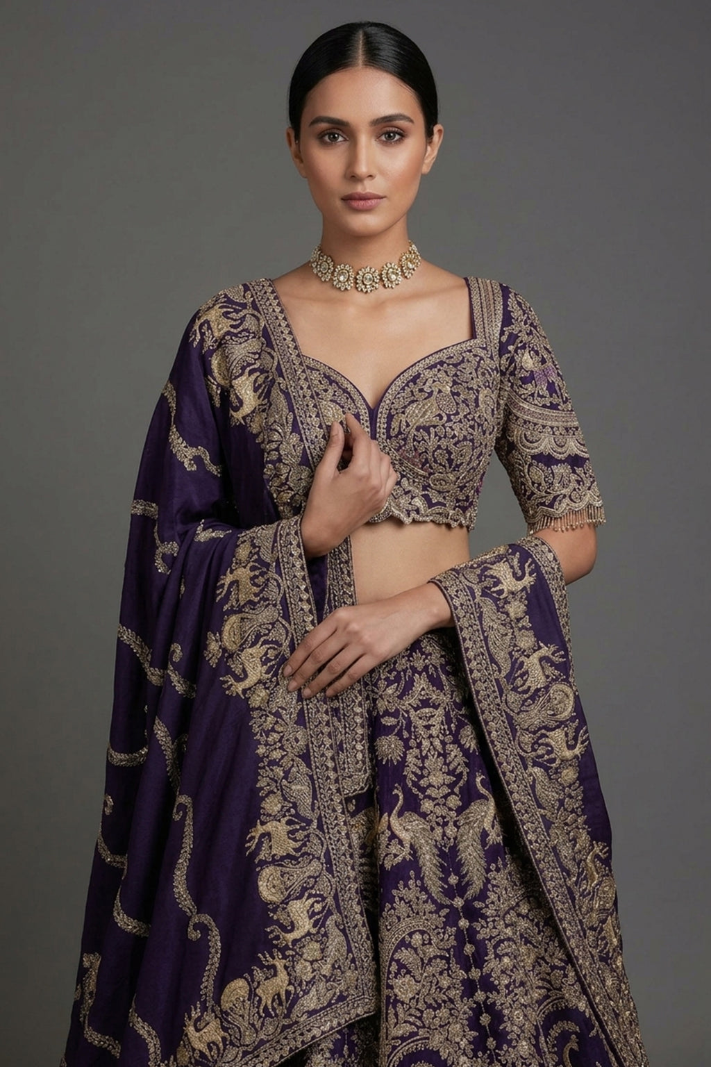 Blue Banarasi Silk All Over Woven Lehenga with Peacock and Animal Motif