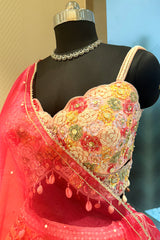 Multi Colored Silk Embroidered and Mirror Worked Lehenga