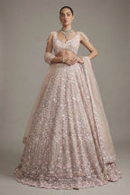 Peach Net Designer All Over Sequin Beaded Lehenga