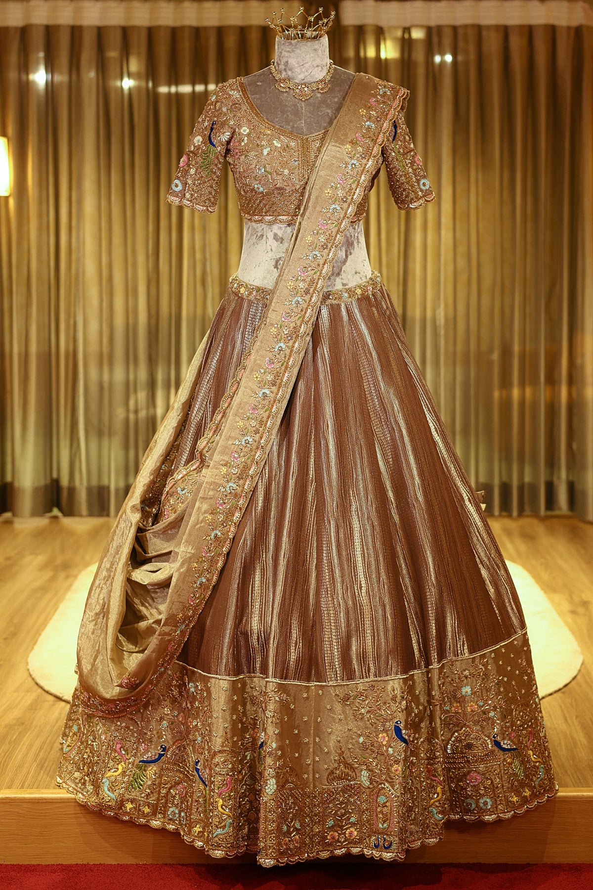 Powder Blue Net Fish Cut Designer Cutdana Sequin Worked Lehenga with Embellished Cape Blouse