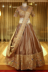 Powder Blue Net Fish Cut Designer Cutdana Sequin Worked Lehenga with Embellished Cape Blouse