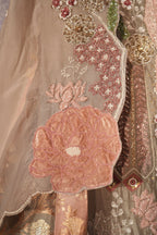 Grey Silk Designer Cutdana Beaded and Mirror Work Crop Top Lehenga with Jacket