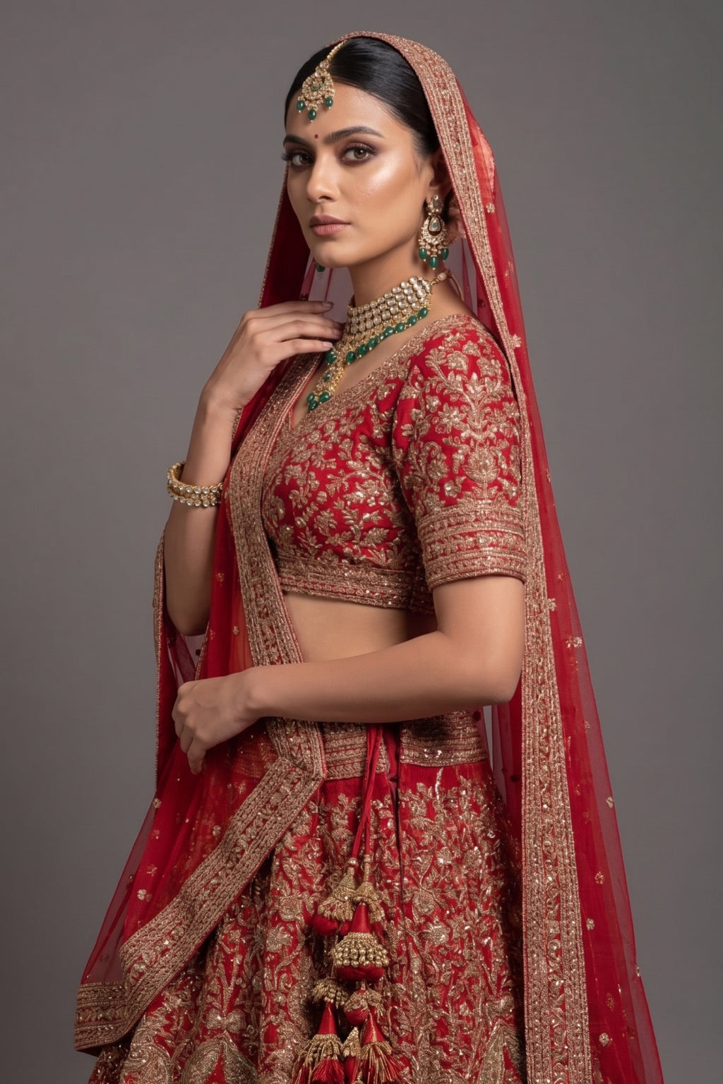 Maroon Silk Heavy Worked Bridal Lehenga