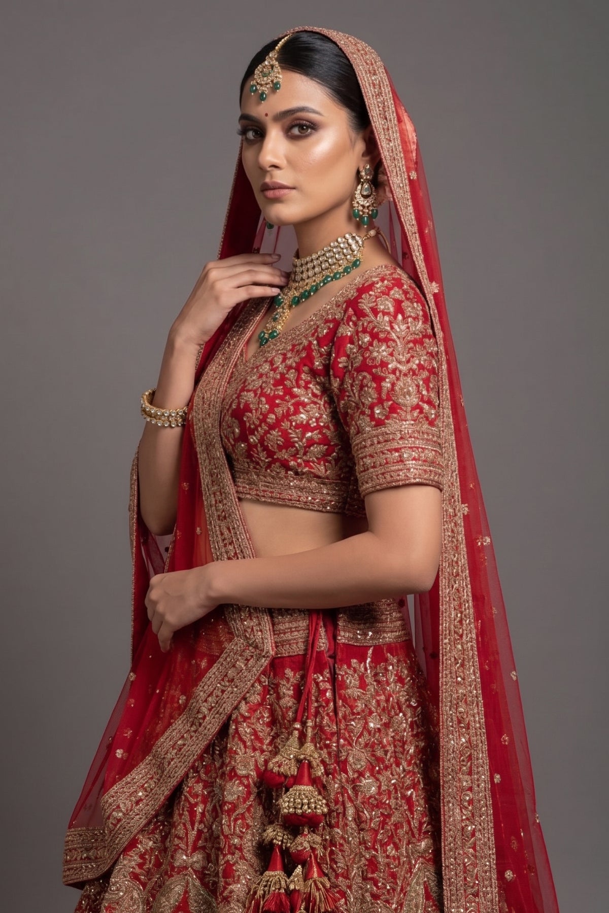 Maroon Silk Heavy Worked Bridal Lehenga