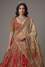 Maroon Raw Silk Desinger Bridal Lehenga with Zardosi Work