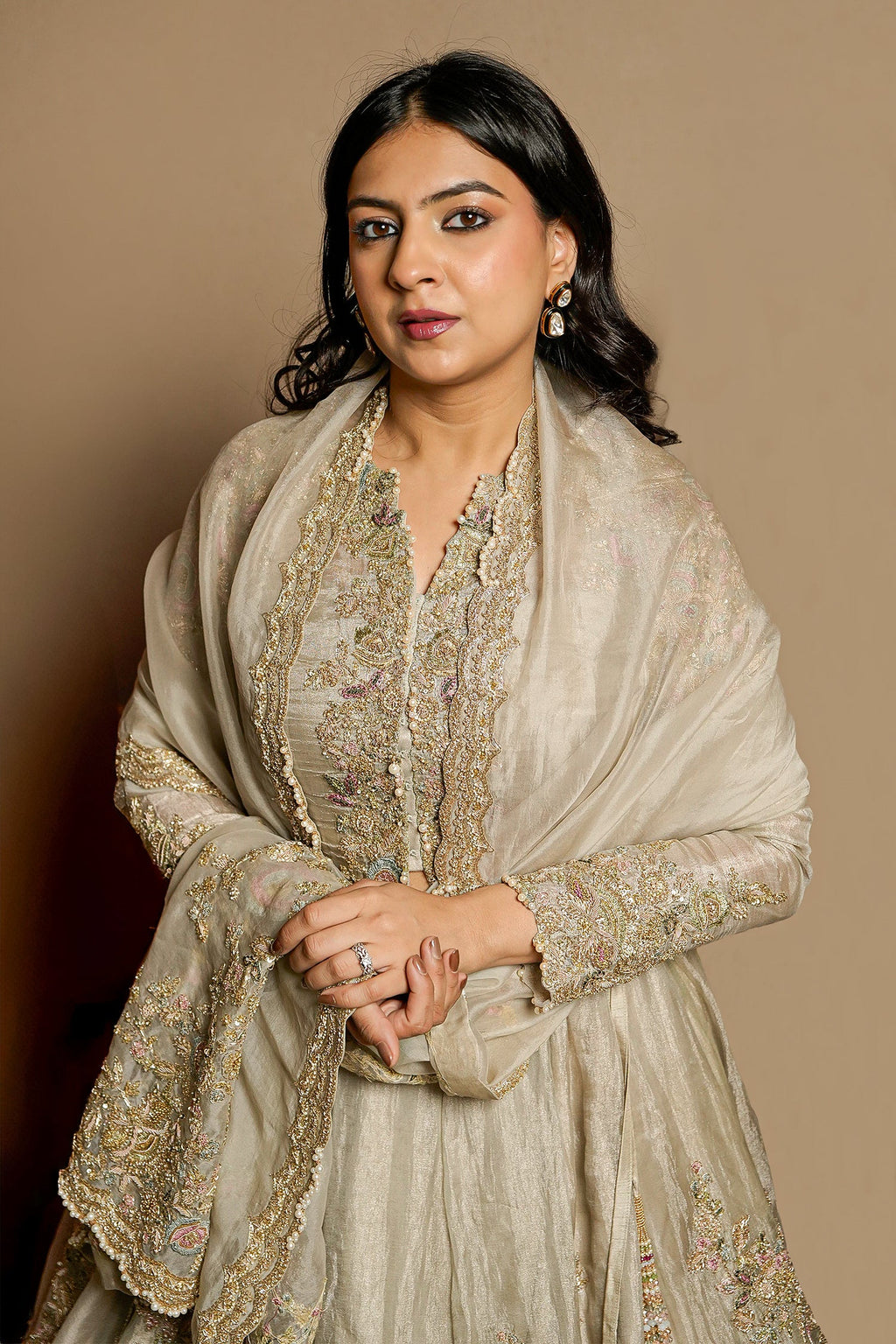 Sage Green Organza Zardosi and Embroidered Worked Lehenga