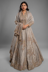 Sage Green Organza Zardosi and Embroidered Worked Lehenga