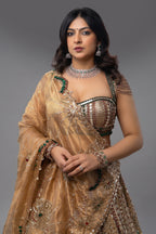Golden Tissue Silk Metallic Worked Designer Lehenga