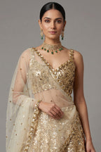 Golden Organza Designer Lehenga