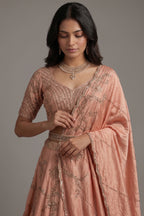 Pink Satin Silk Embroidered Designer Lehenga