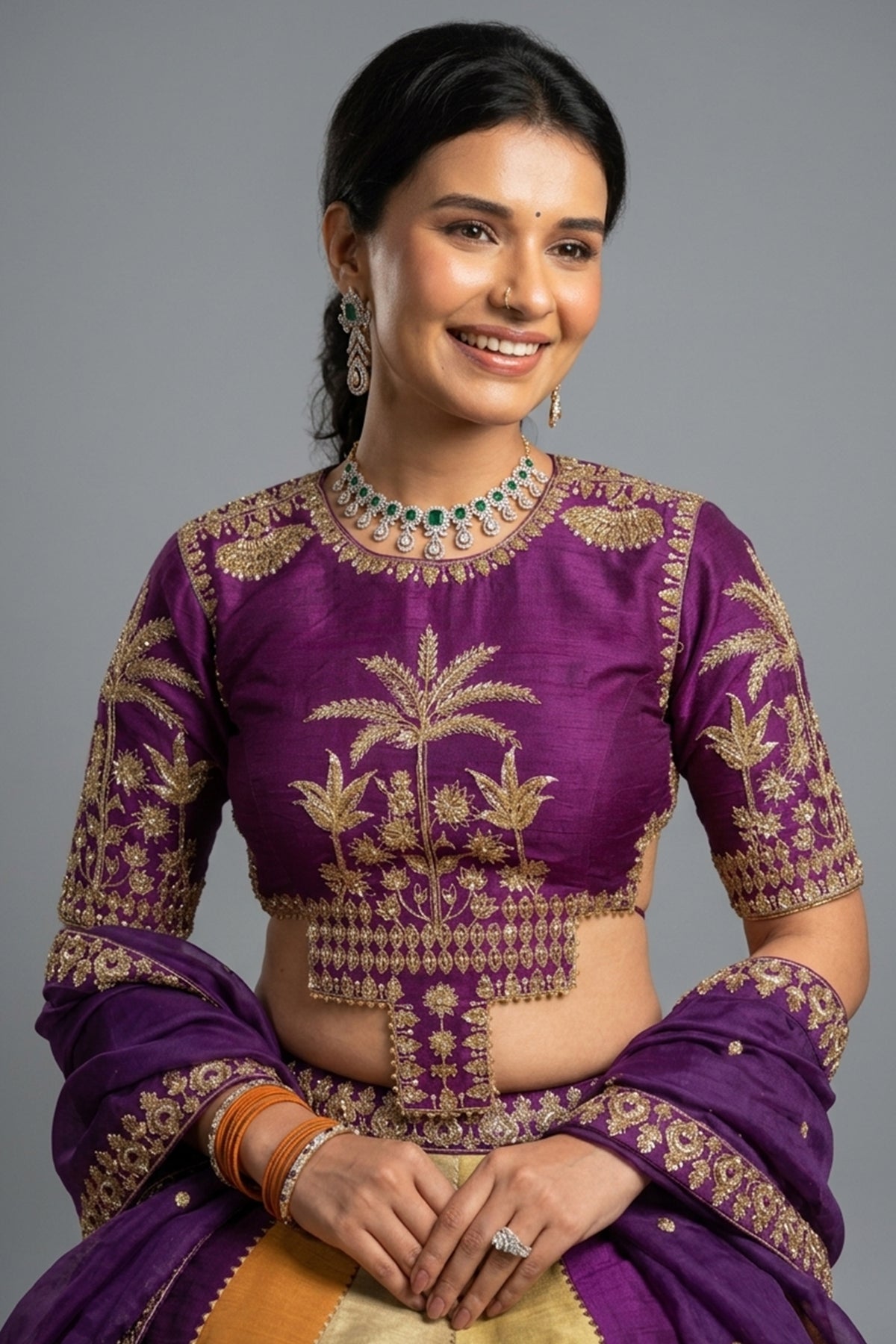 Multi Colored Matka Silk Lehenga with Zari Embroidered and Sequin Work