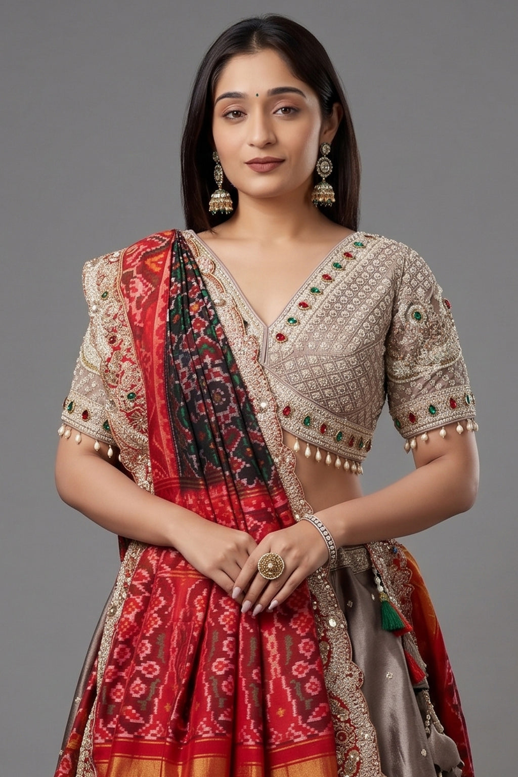 Silver Tissue Beaded and Cutdana Worked Lehenga