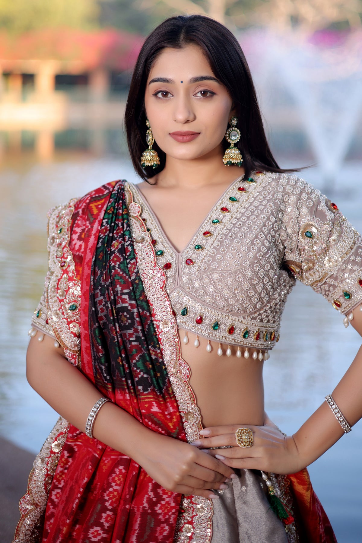 Silver Tissue Beaded and Cutdana Worked Lehenga