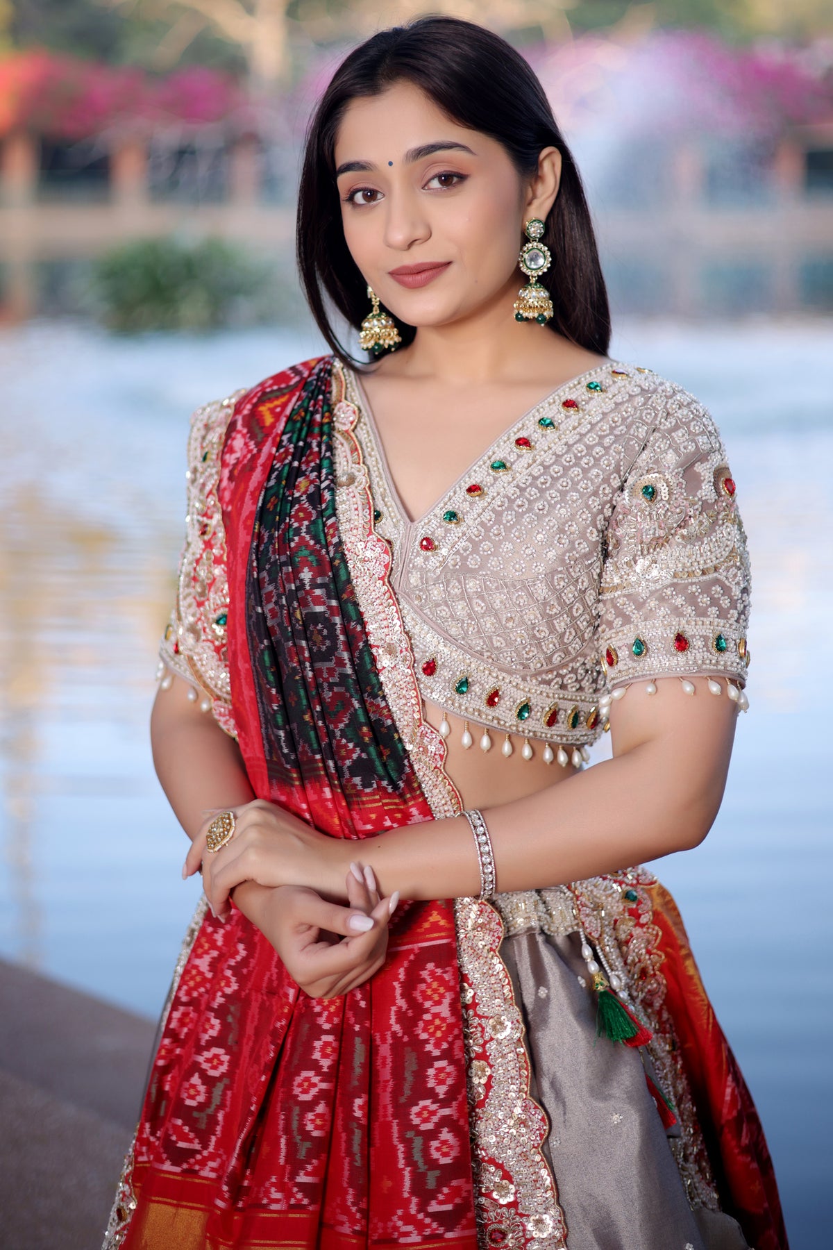 Silver Tissue Beaded and Cutdana Worked Lehenga