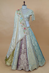 Multi Colored Tissue Silk Woven Lehenga