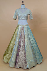 Multi Colored Tissue Silk Woven Lehenga
