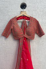 Red Silk Sequin Embroidered Bridal Lehenga