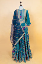 Peacock Blue Silk Sequin Embroidered Lehenga Set