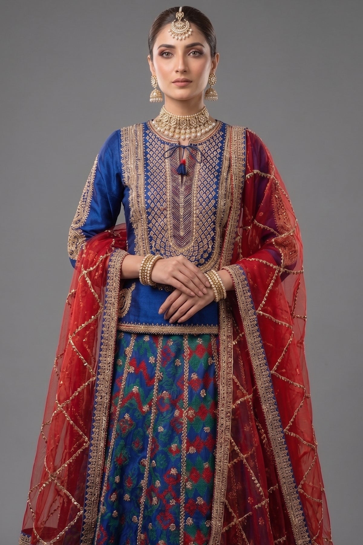 Blue Silk Sequin Embroidered Lehenga Set