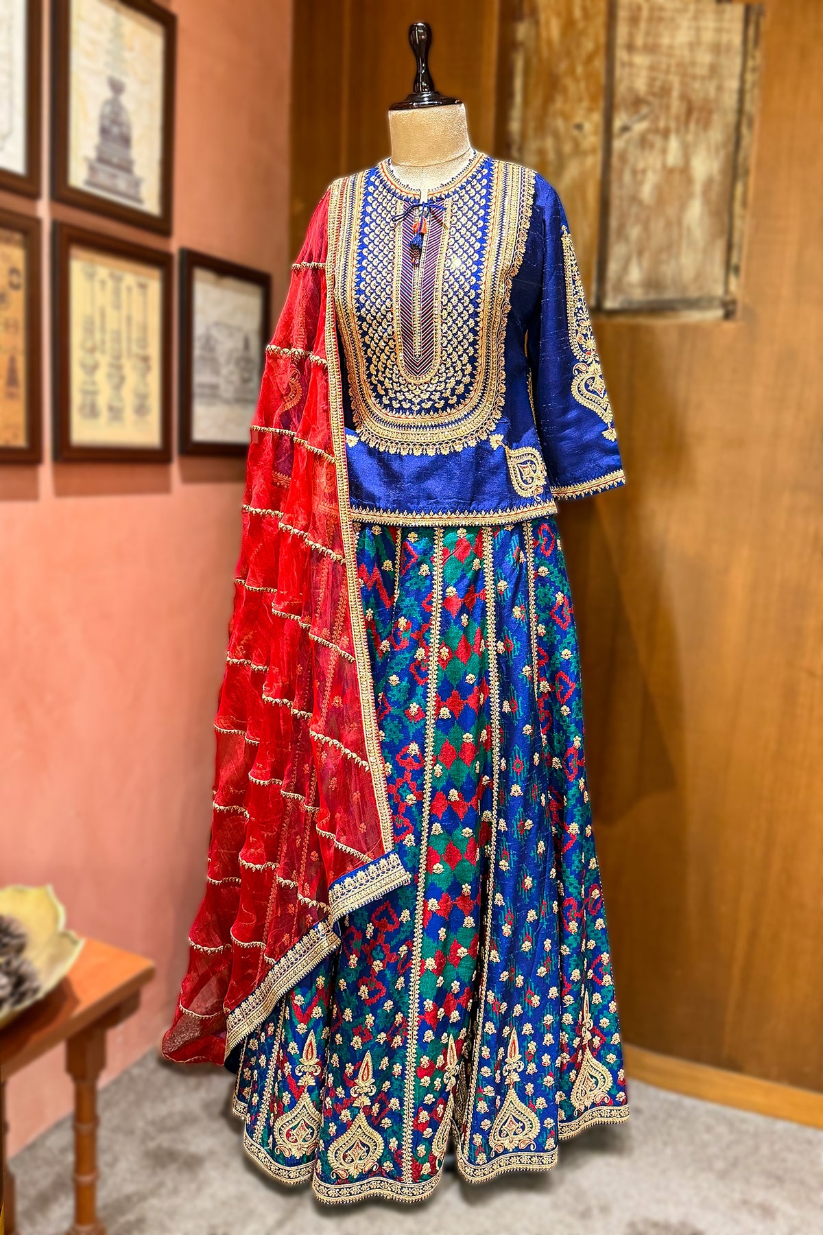 Blue Silk Sequin Embroidered Lehenga Set