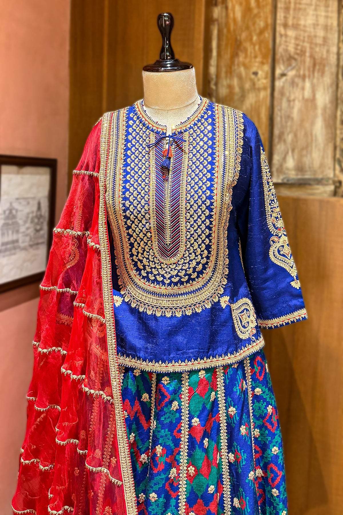 Blue Silk Sequin Embroidered Lehenga Set