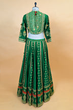 Dark Green Silk Sequin Embroidered Lehenga Set