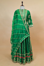 Dark Green Silk Sequin Embroidered Lehenga Set