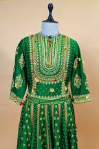 Dark Green Silk Sequin Embroidered Lehenga Set