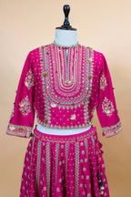 Rani Pink Silk Sequin Embroidered Lehenga Set