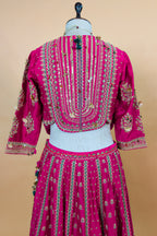 Rani Pink Silk Sequin Embroidered Lehenga Set