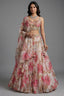 Ivory Organza Floral Printed Sequin and Cutdana Worked Lehenga