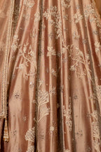 Champagne Brown Silk Couture Lehenga with Architectural Border & Intricate Dori-Mirror Fusion