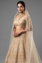 Ivory White Silk Bridal Lehenga with Ethereal Cutdana and Stone Artistry