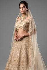 Ivory White Silk Bridal Lehenga with Ethereal Cutdana and Stone Artistry