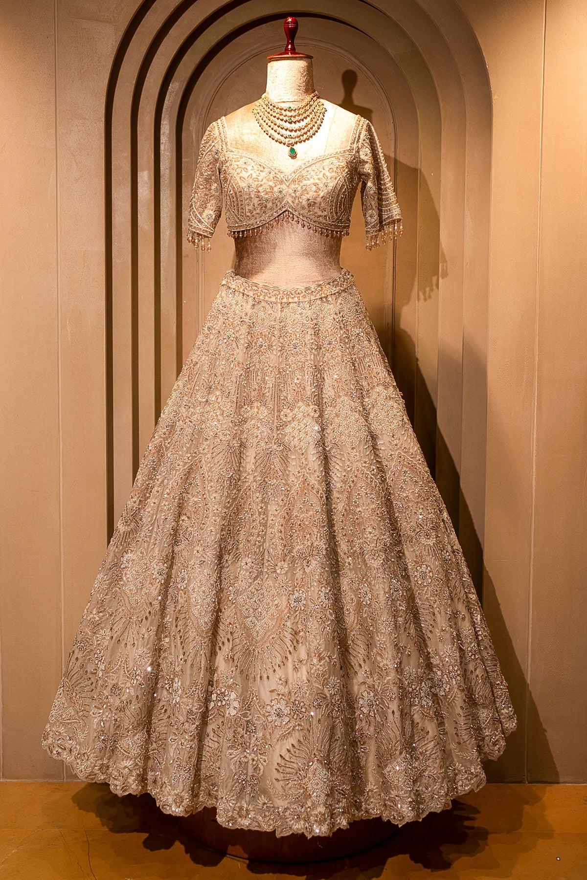 Ivory White Silk Bridal Lehenga with Ethereal Cutdana and Stone Artistry