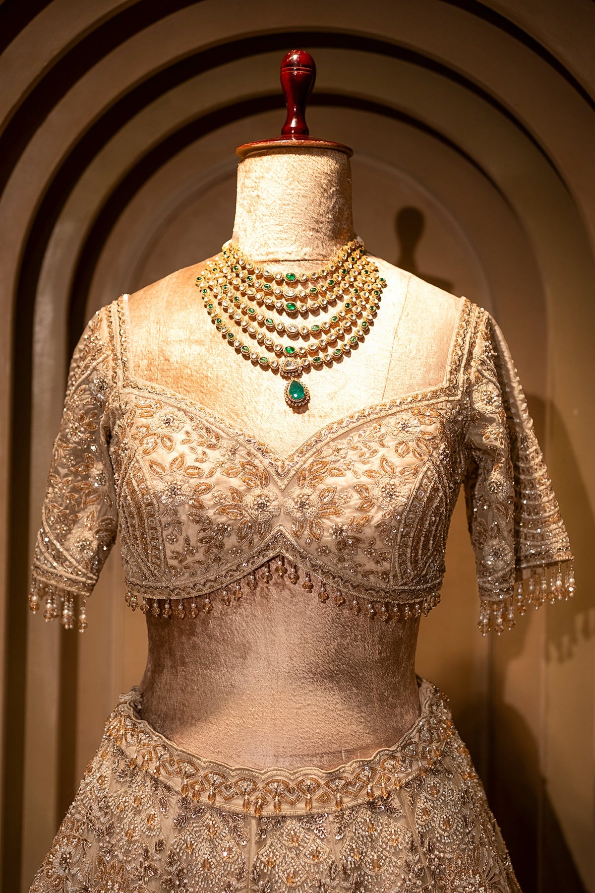 Ivory White Silk Bridal Lehenga with Ethereal Cutdana and Stone Artistry
