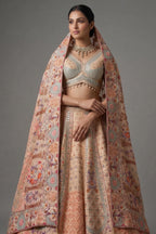 Gilded Floral Tissue Silk Lehenga with Multi-Hue Hand-Embroidery and Architectural Cutdana