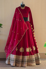 Maroon Matka Silk Designer Bridal Lehenga