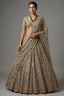 Mint Sage Green Organza Lehenga with Intricate Hand-Embroidered Mirror Work