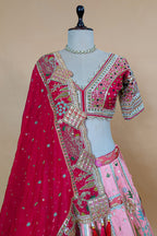 Pink Ombre Tissue Silk Designer Lehenga