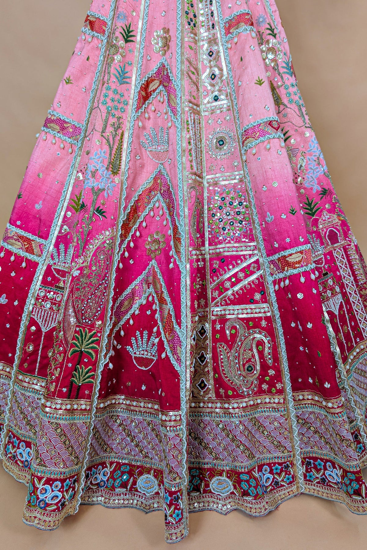 Pink Ombre Tissue Silk Designer Lehenga