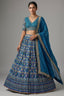 Sky Blue Silk Traditional Patola Lehenga with Hand-Embroidered Zardosi Blouse