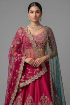 Rani Pink Matka Silk Designer Bridal Lehenga with Double Dupatta
