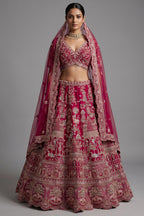 Red Raw Silk Designer Bridal Lehenga with Double Dupatta