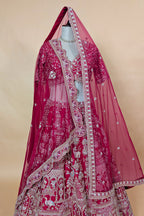 Red Raw Silk Designer Bridal Lehenga with Double Dupatta